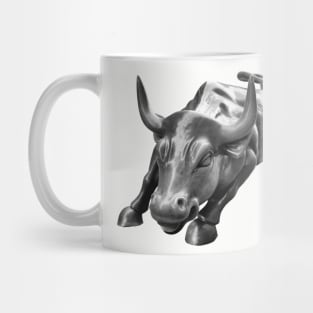 Wall Street Bull in Black and White Mug